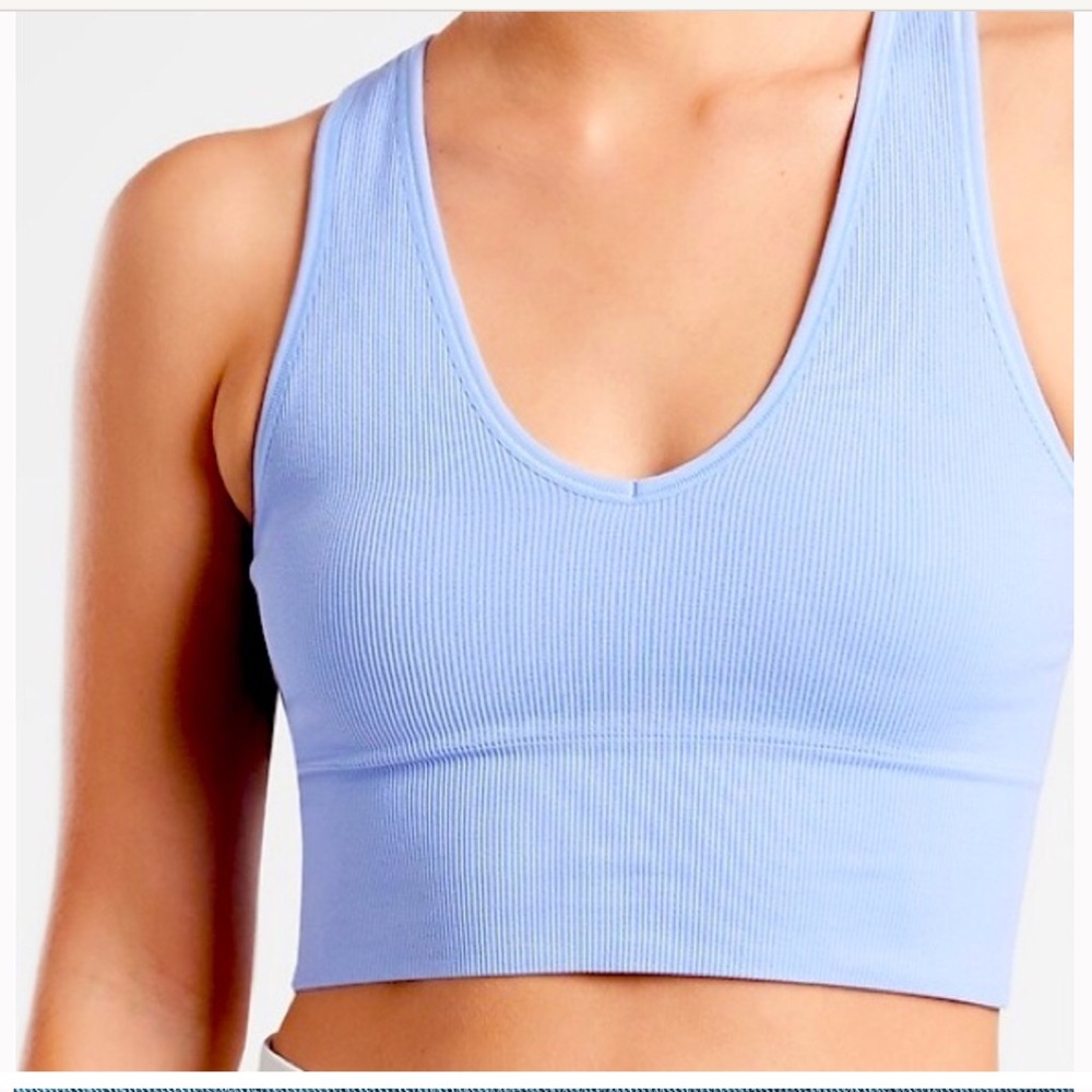 NEW NWT Athleta Aurora Crop Rib Tank Light Blue Size Medium